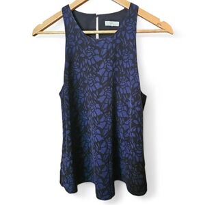 JOIE Navy Floral Sleeveless Silk Top - Medium